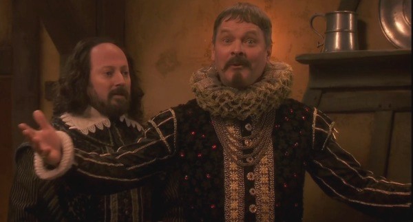 David Mitchell as Shakespeare and Mark Heap as Robert Greene